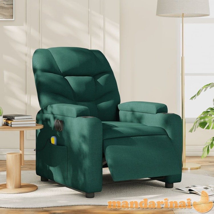 Elektrinis masažinis krėslas, tamsiai žalias, audinys