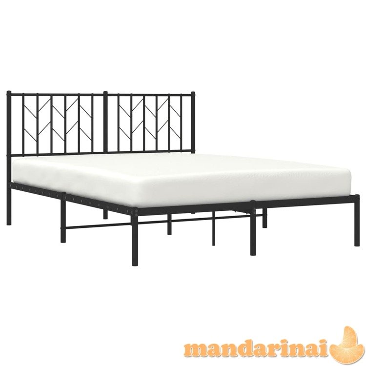 Metalinis lovos rėmas su galvūgaliu, juodos spalvos, 140x200cm