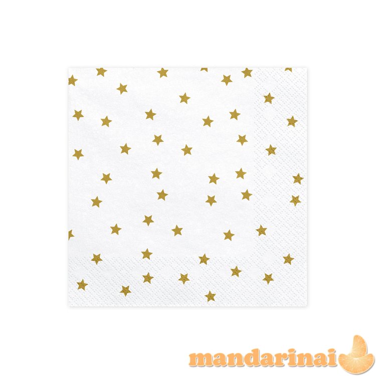Napkins Stars, gold, 33x33cm (1 pkt / 20 pc.)
