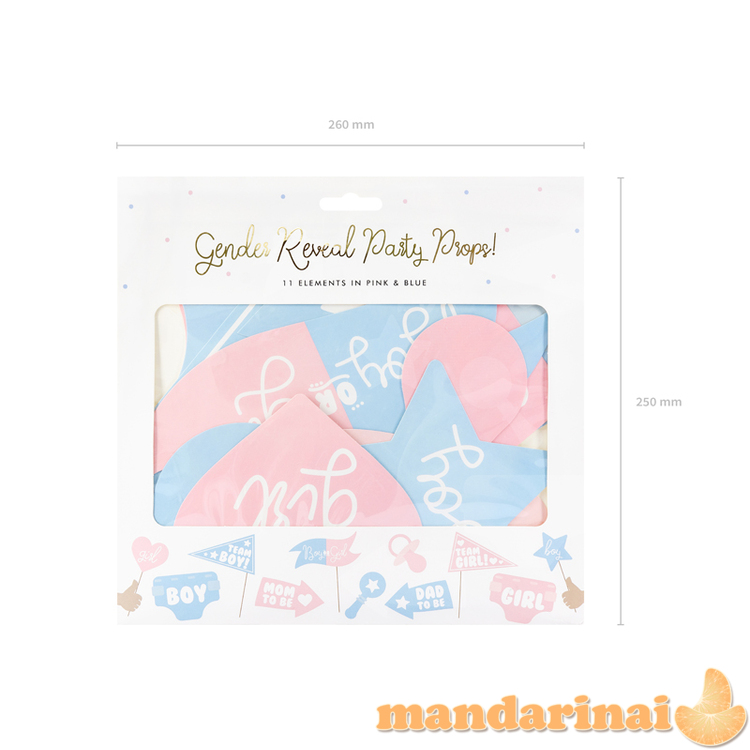 Photo props Gender reveal party, mix (1 pkt / 11 pc.) 2