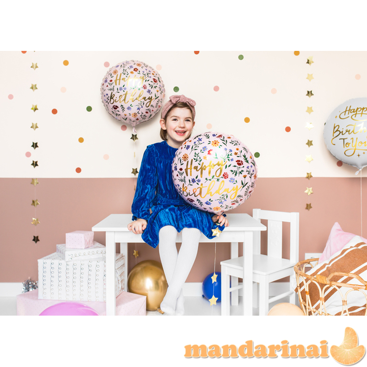 Foil balloon Happy Birthday, 45cm, light pink 1