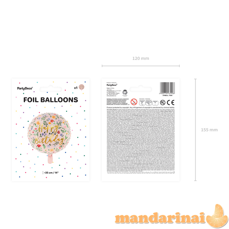 Foil balloon Happy Birthday, 45cm, light pink 4
