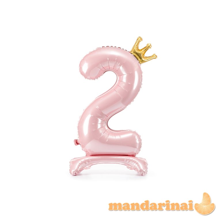 Standing foil balloon Number   2   , 84 cm,  light pink