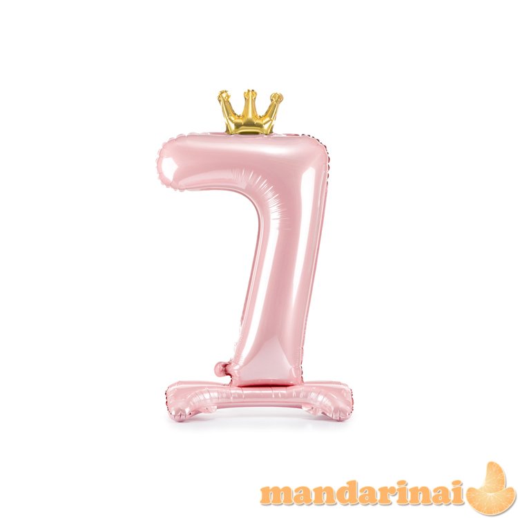 Standing foil balloon Number   7   , 84 cm,  light pink
