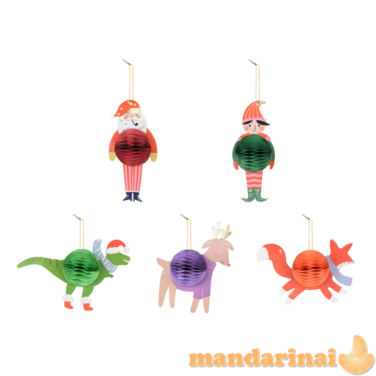 Paper honeycomb set Christmas characters, mix (1 pkt / 5 pc.)