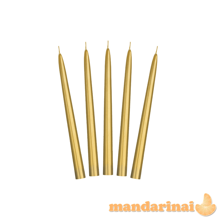 Taper candles, metallic, gold, 24cm (1 pkt / 10 pc.)