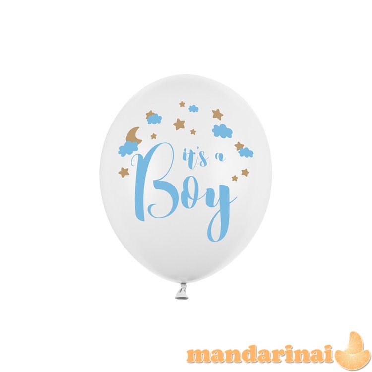 Balloons 30cm, It s a Boy, Pastel Pure White (1 pkt / 50 pc.)
