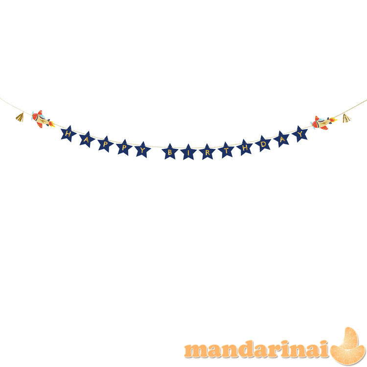 Banner Happy Birthday Airplanes, 2.5 m, mix