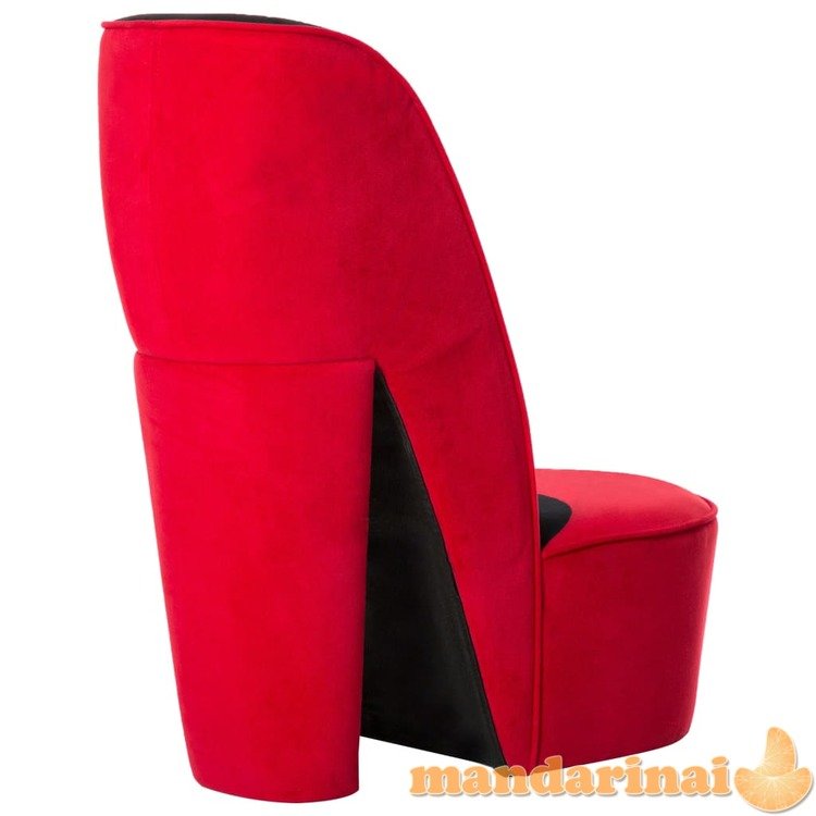 Aukštakulnio formos kėdė, raudonos spalvos, aksomas