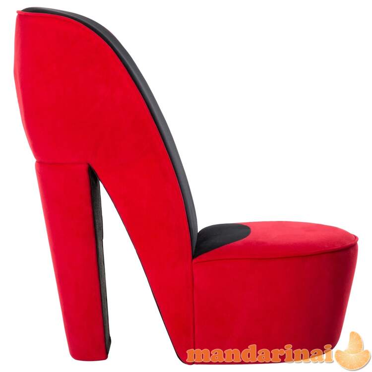 Aukštakulnio formos kėdė, raudonos spalvos, aksomas