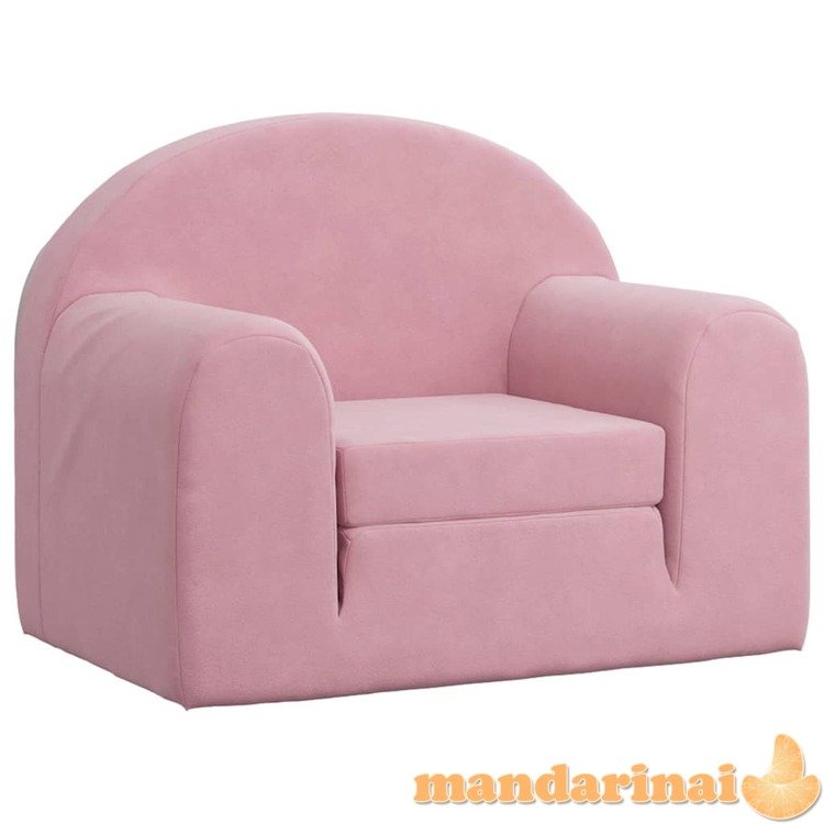 Vaikiška sofa-lova, rožinės spalvos, minkštas pliušas