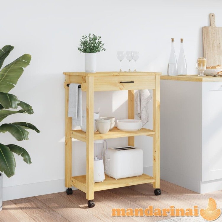 Virtuvės vežimėlis monza, 60x40x90cm, pušies medienos masyvas