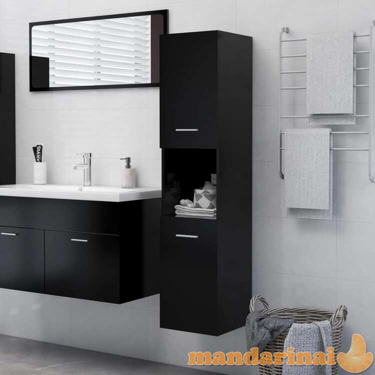 Vonios spintelė, juodos spalvos, 30x30x130cm, apdirbta mediena