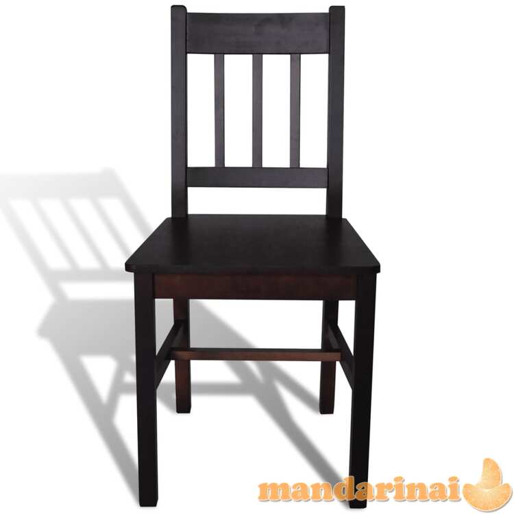 Valgomojo kėdės, 2vnt., tamsiai rudos, pušies mediena