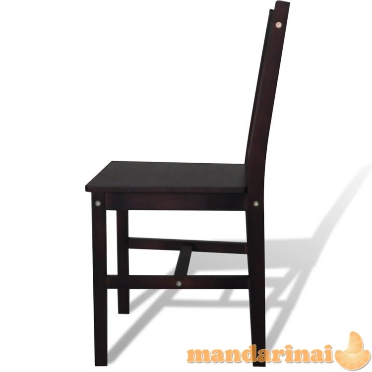 Valgomojo kėdės, 2vnt., tamsiai rudos, pušies mediena