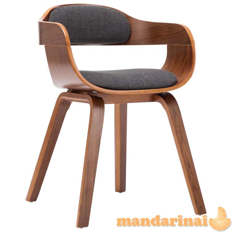 Valgomojo kėdė, tamsiai pilka, audinys ir lenkta mediena