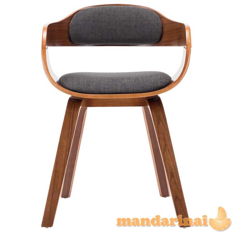 Valgomojo kėdė, tamsiai pilka, audinys ir lenkta mediena