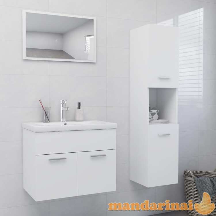 Vonios kambario baldų komplektas, baltos spalvos, mdp