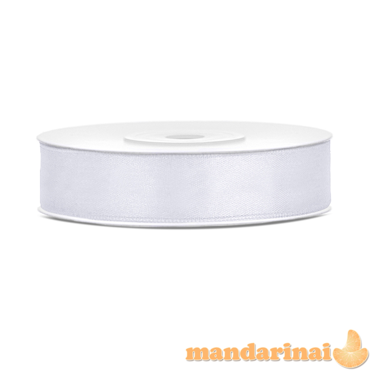 Satin Ribbon, white, 12mm/25m (1 pc. / 25 lm)