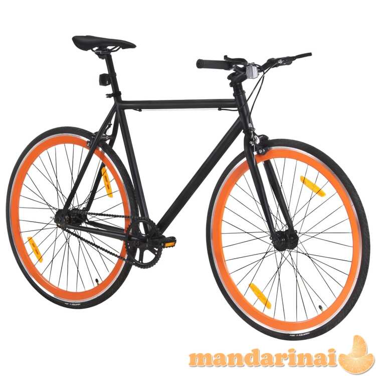 Fiksuotos pavaros dviratis, juodas ir oranžinis, 700c, 59cm
