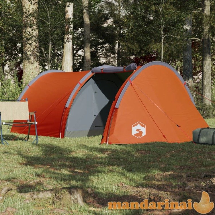 Keturvietė stovyklavimo palapinė, pilka/oranžinė, 405x170x106cm