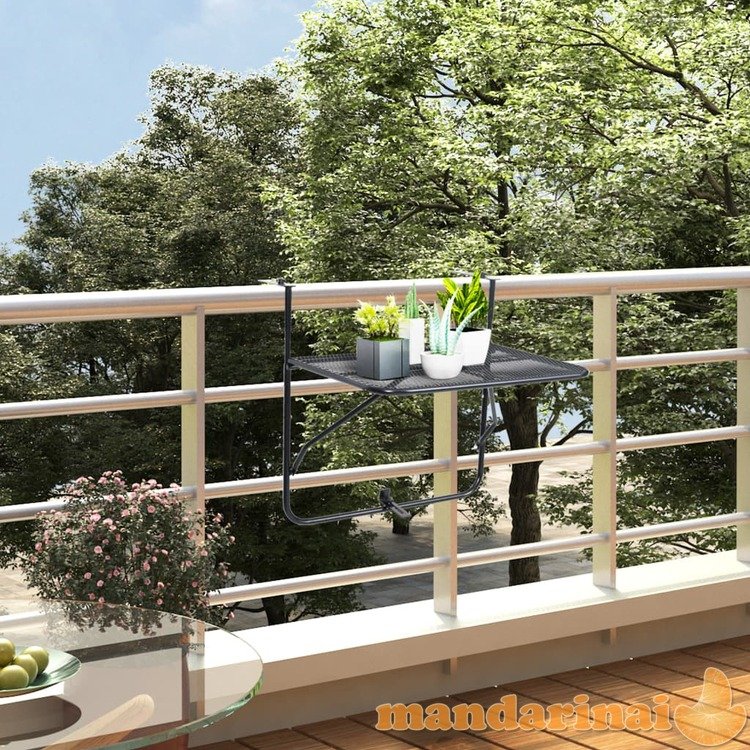 Balkono staliukas, juodos spalvos, 60x40cm, plienas