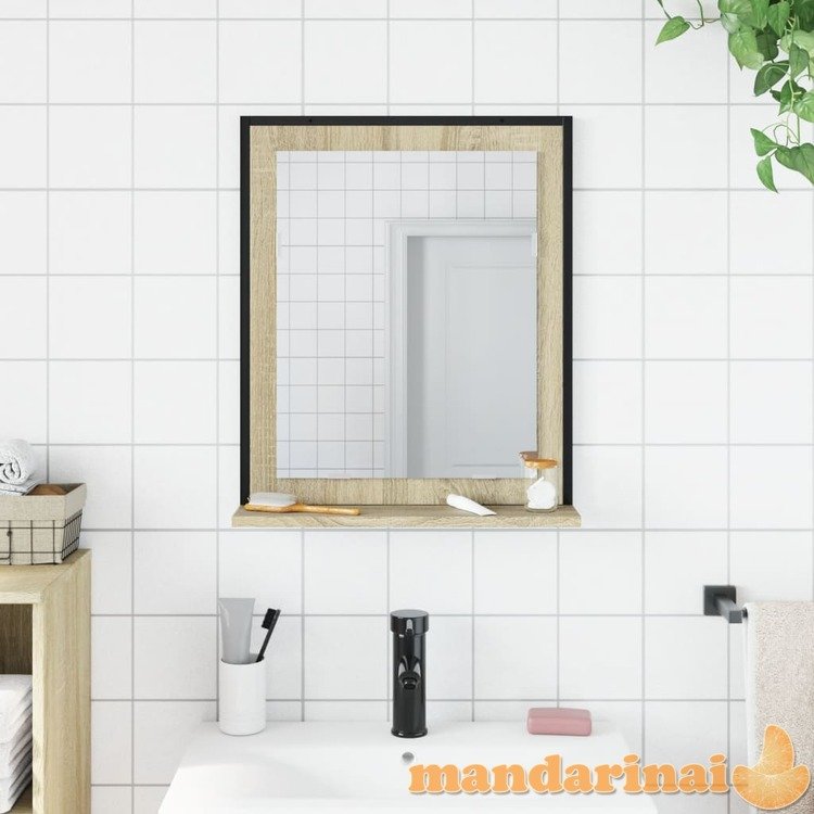 Vonios veidrodis su lentyna, ąžuolo, 50x12x60cm, mediena