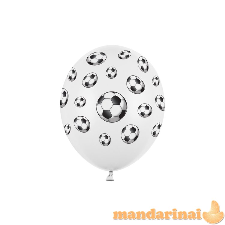 Balloons 30cm, Footballs, Pastel Pure White (1 pkt / 6 pc.)