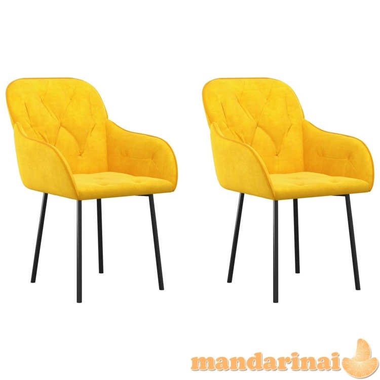 Valgomojo kėdės, 2vnt., geltonos spalvos, aksomas