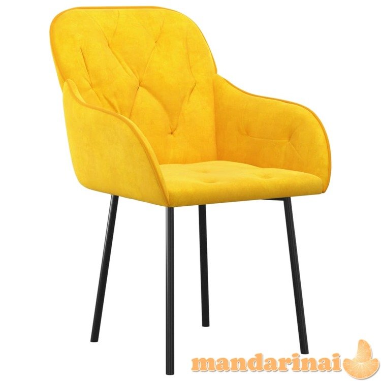 Valgomojo kėdės, 2vnt., geltonos spalvos, aksomas