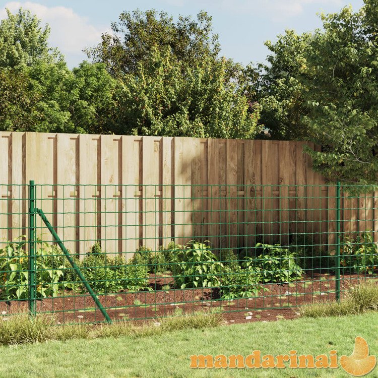 Vielinė tinklinė tvora su flanšais, žalios spalvos, 1,1x25m