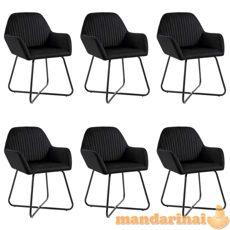 Valgomojo kėdės, 6vnt., juodos spalvos, aksomas