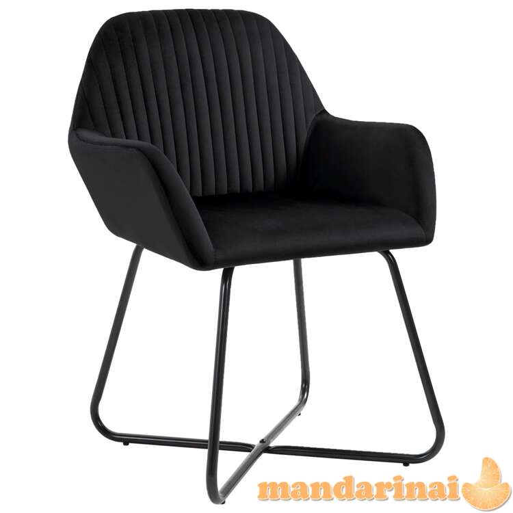 Valgomojo kėdės, 6vnt., juodos spalvos, aksomas