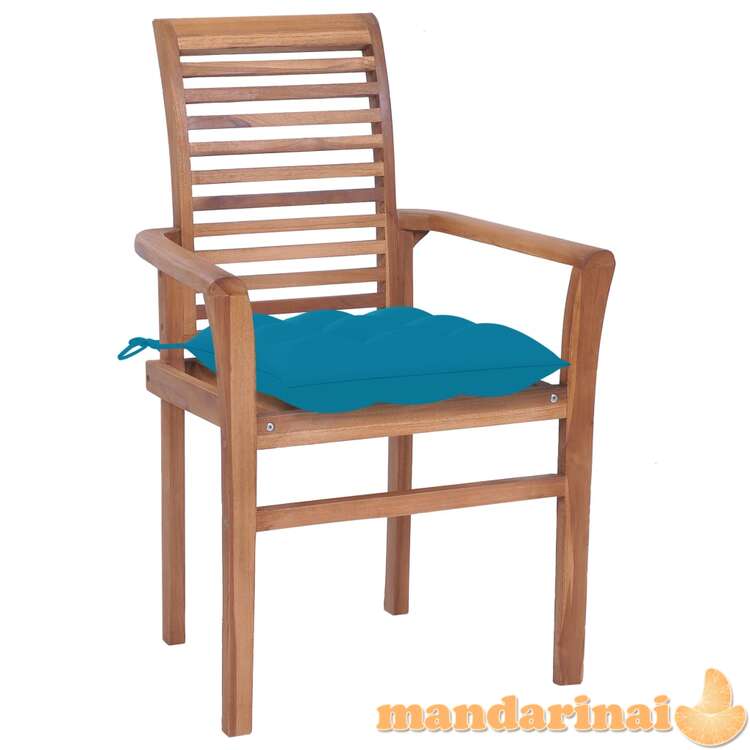 Valgomojo kėdės su mėlynomis pagalvėlėmis, 4vnt., tikmedis