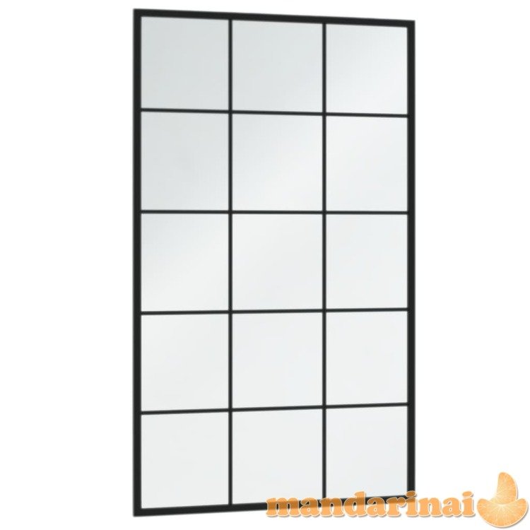 Sieniniai veidrodžiai, 6vnt., juodos spalvos, 100x60cm, metalas