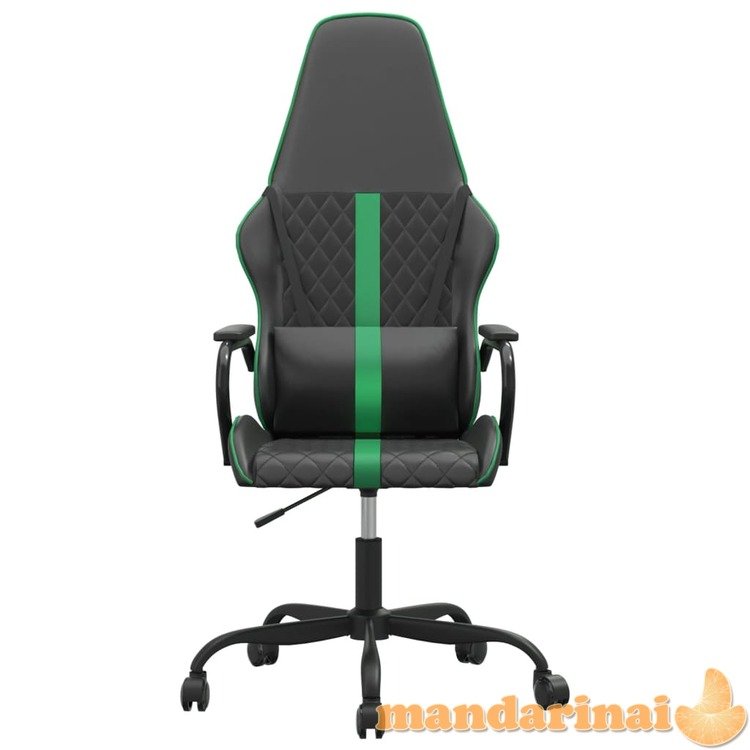Masažinė žaidimų kėdė, žalios ir juodos spalvos, dirbtinė oda