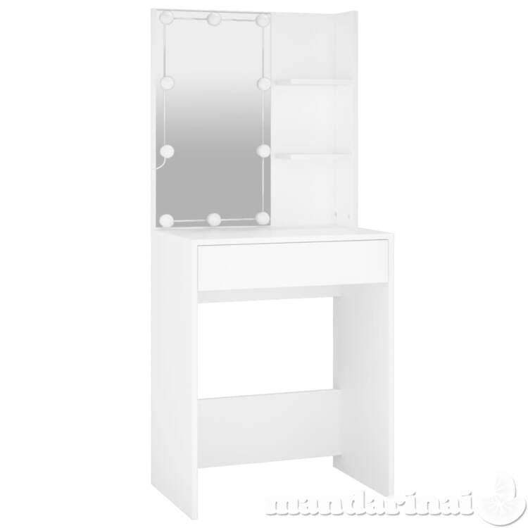 Kosmetinis staliukas su led apšvietimu, baltas, 60x40x140cm