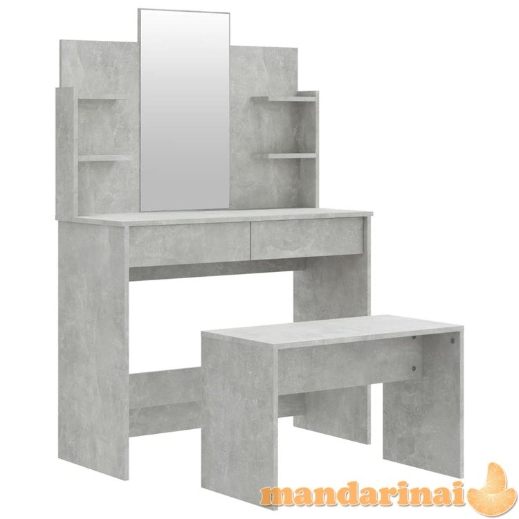 Kosmetinio staliuko komplektas, betono pilkas, 96x40x142cm