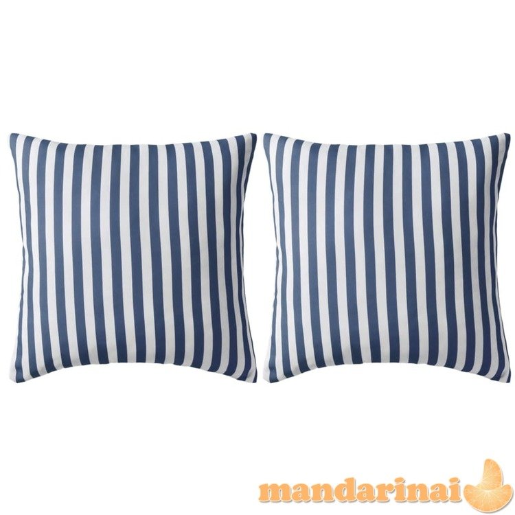 Lauko pagalvės, 2 vnt., tams. mėlynos sp., 45x45 cm, dryžuotos