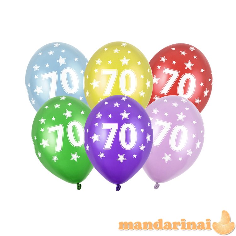 Balloons 30cm, 70th Birthday, Metallic Mix (1 pkt / 6 pc.)