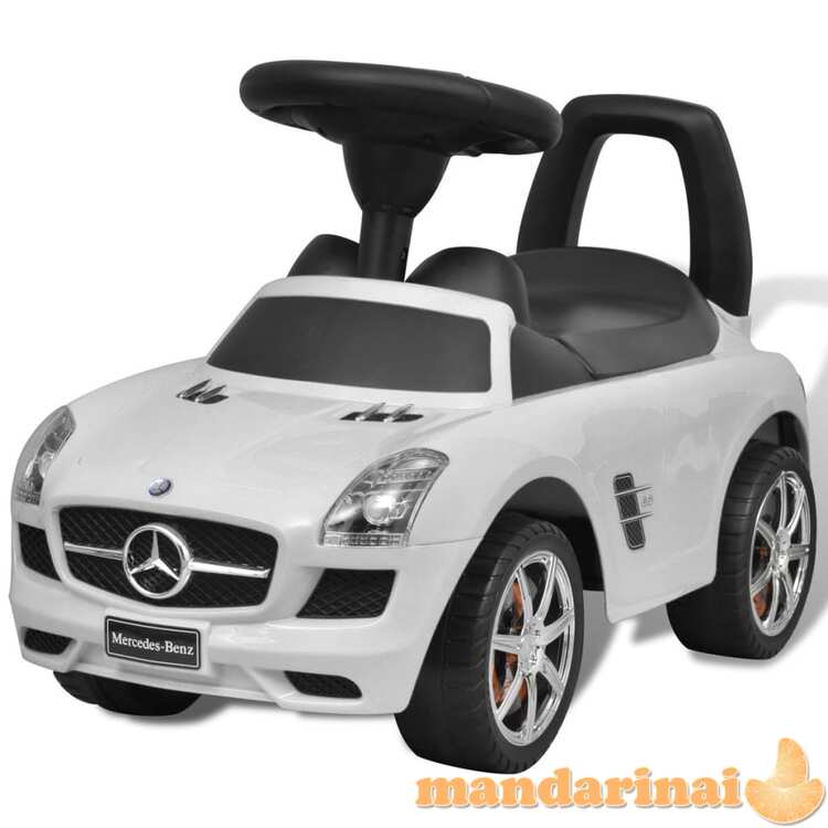 Mercedes benz vaikiškas automobilis paspirtukas, baltas