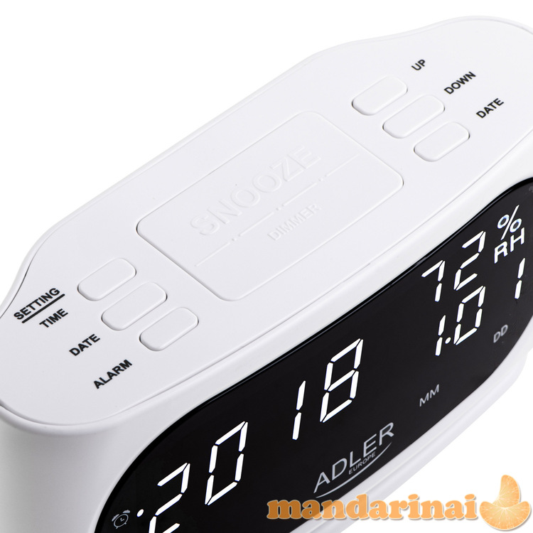 Adler AD 1186W Žadintuvas su drėgmės temperatūros matavimu