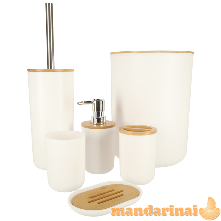 Vonios rinkinys šepetėlių dozatoriaus rinkinys iš 6 dalių baltos spalvos