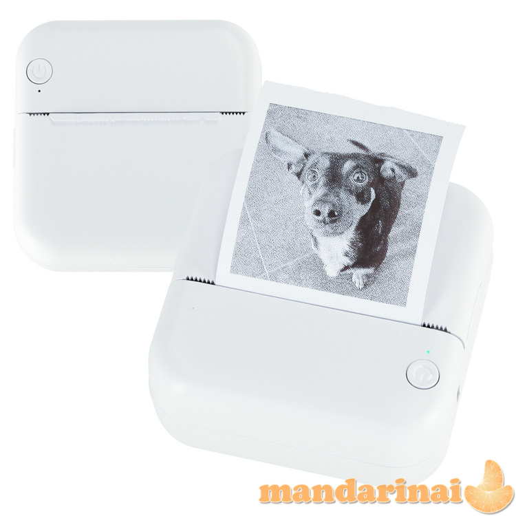 Mini termoetiketė nuotraukų spausdintuvas + USB kabelis kvadratinis mėlynas 3