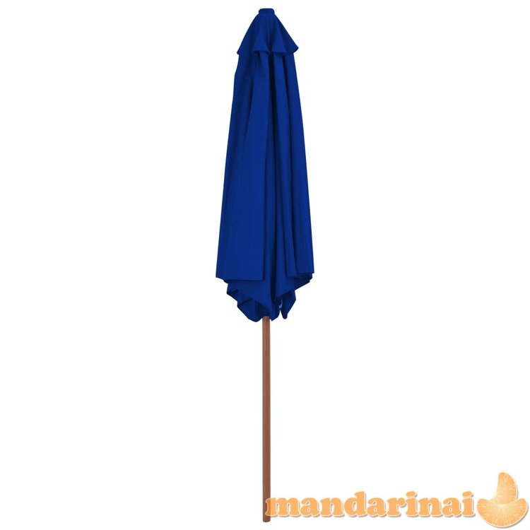 Lauko skėtis su mediniu stulpu, mėlynos spalvos, 270cm