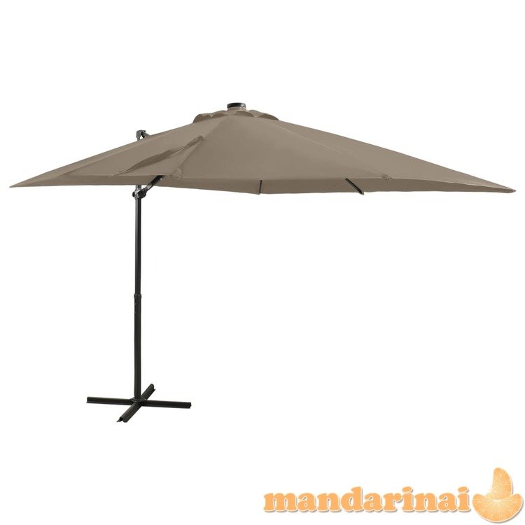 Gembinis skėtis su stulpu ir led lemputėmis, taupe, 250cm