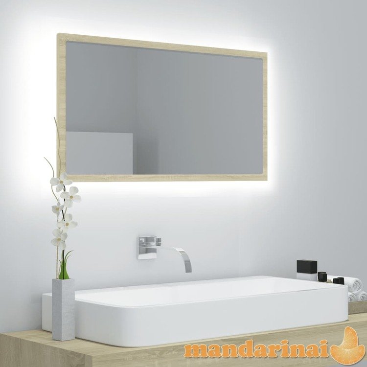 Vonios kambario veidrodis, ąžuolo spalvos, 80x8,5x37cm, mdp