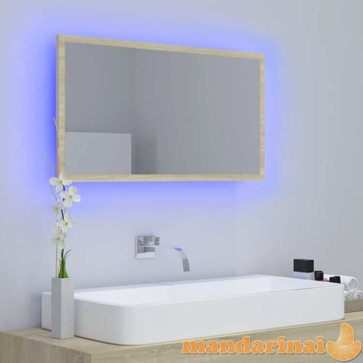 Vonios kambario veidrodis, ąžuolo spalvos, 80x8,5x37cm, mdp