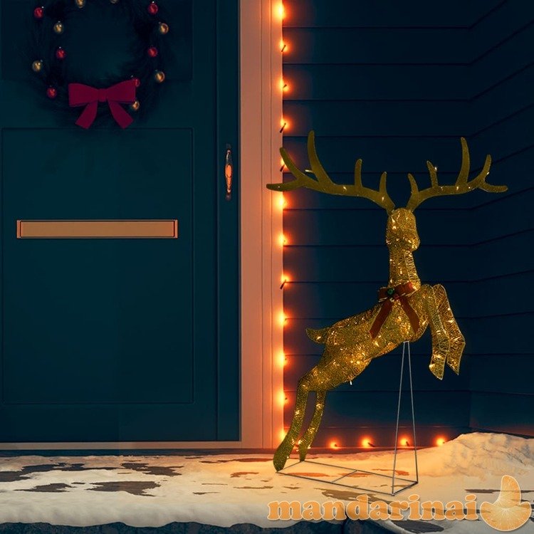 Kalėdinė dekoracija skrendantis elnias, auksinis, 120 led