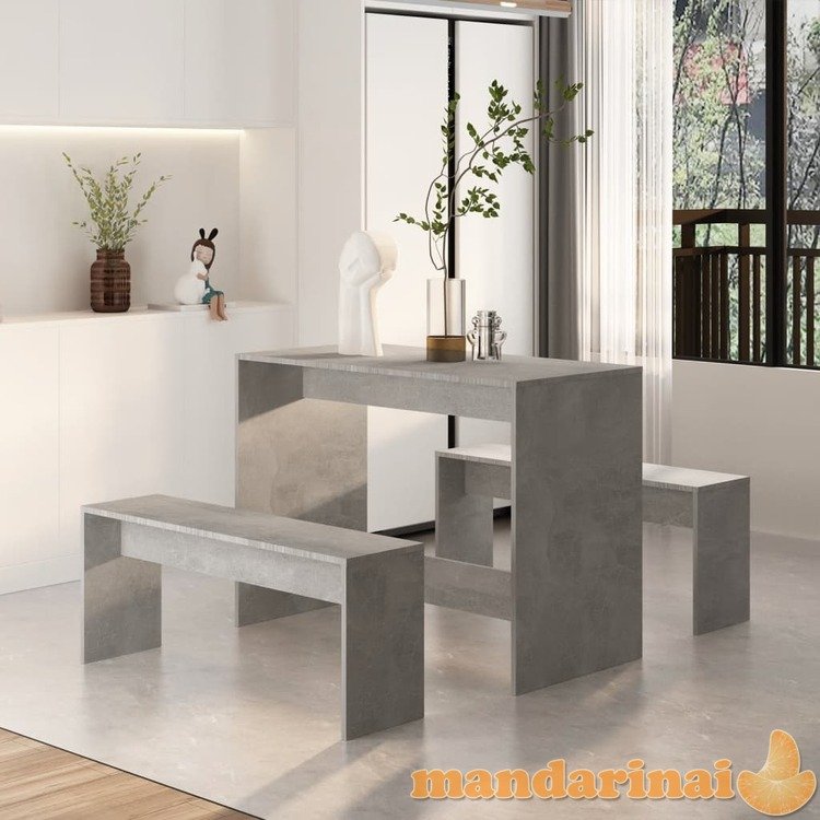 Valgomojo baldų komplektas, 3 dalių, betono pilkos spalvos, mdp